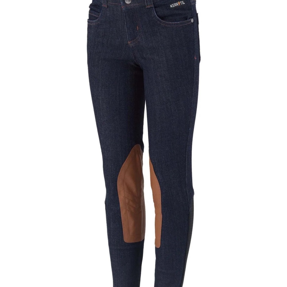 Kerrits kids XL stretch denim knee patch breech